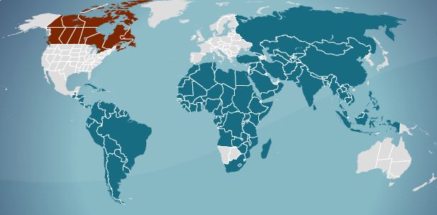 Countries for which a visa is required to visit Canada